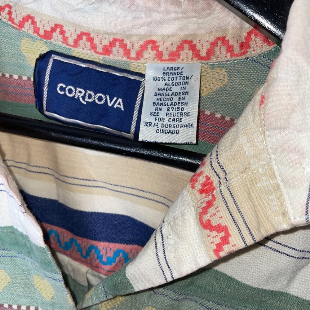 Vintage Patterned Stripe Button Down Blouse - image 6